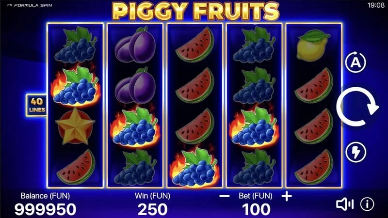 Piggy Fruits – galvenā spēles režīma palaišana